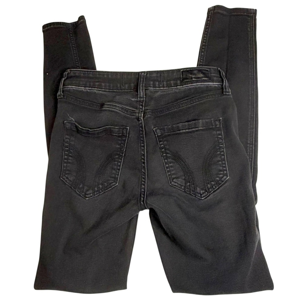 Hollister Super Skinny Jeans Wmn Black High-Rise Distressed Ripped Goth Grunge - Picture 5 of 7